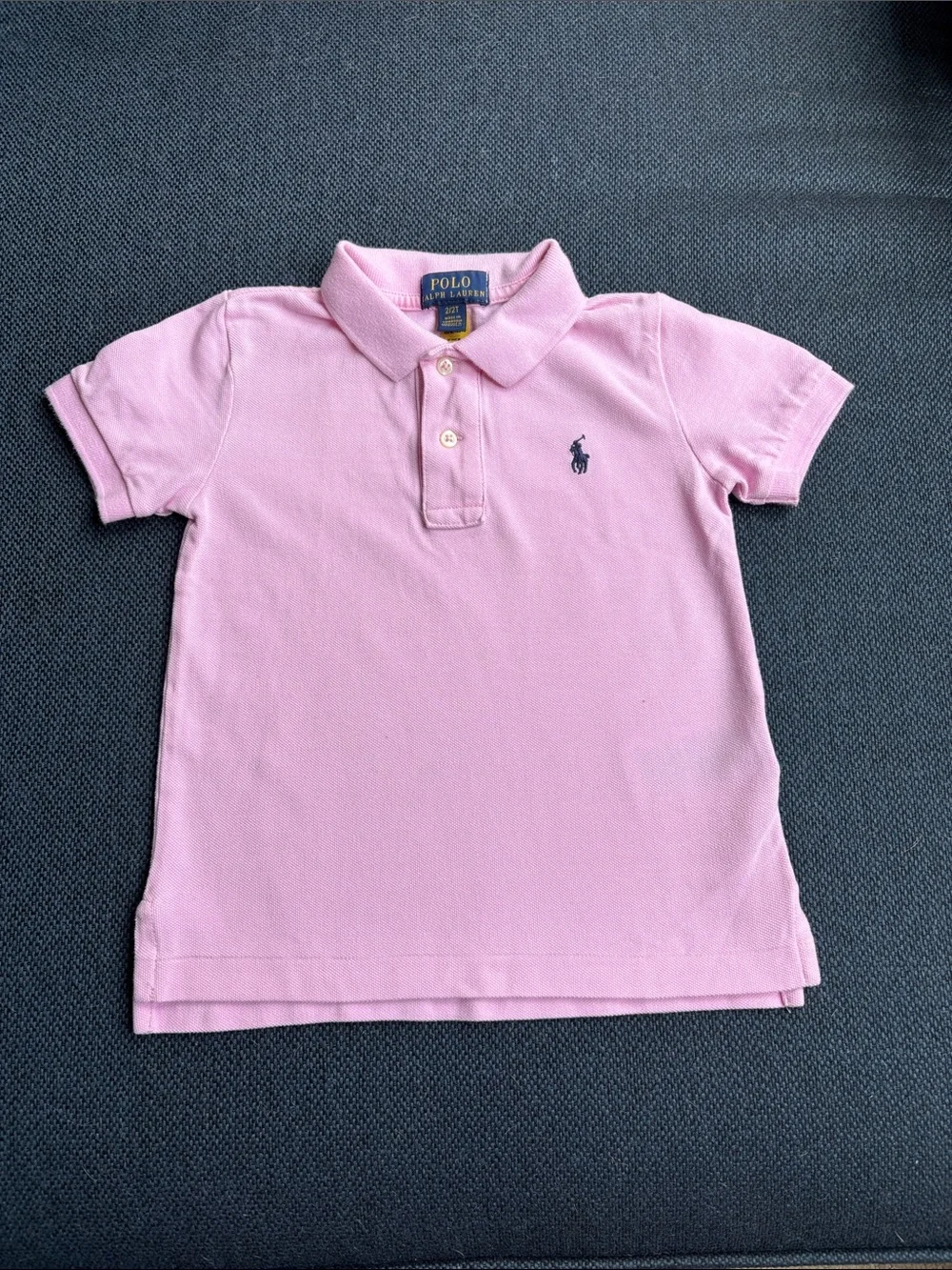 Polo Ralph Lauren Light Pink Polo with Navy Logo Boys Size 2/2T EUC